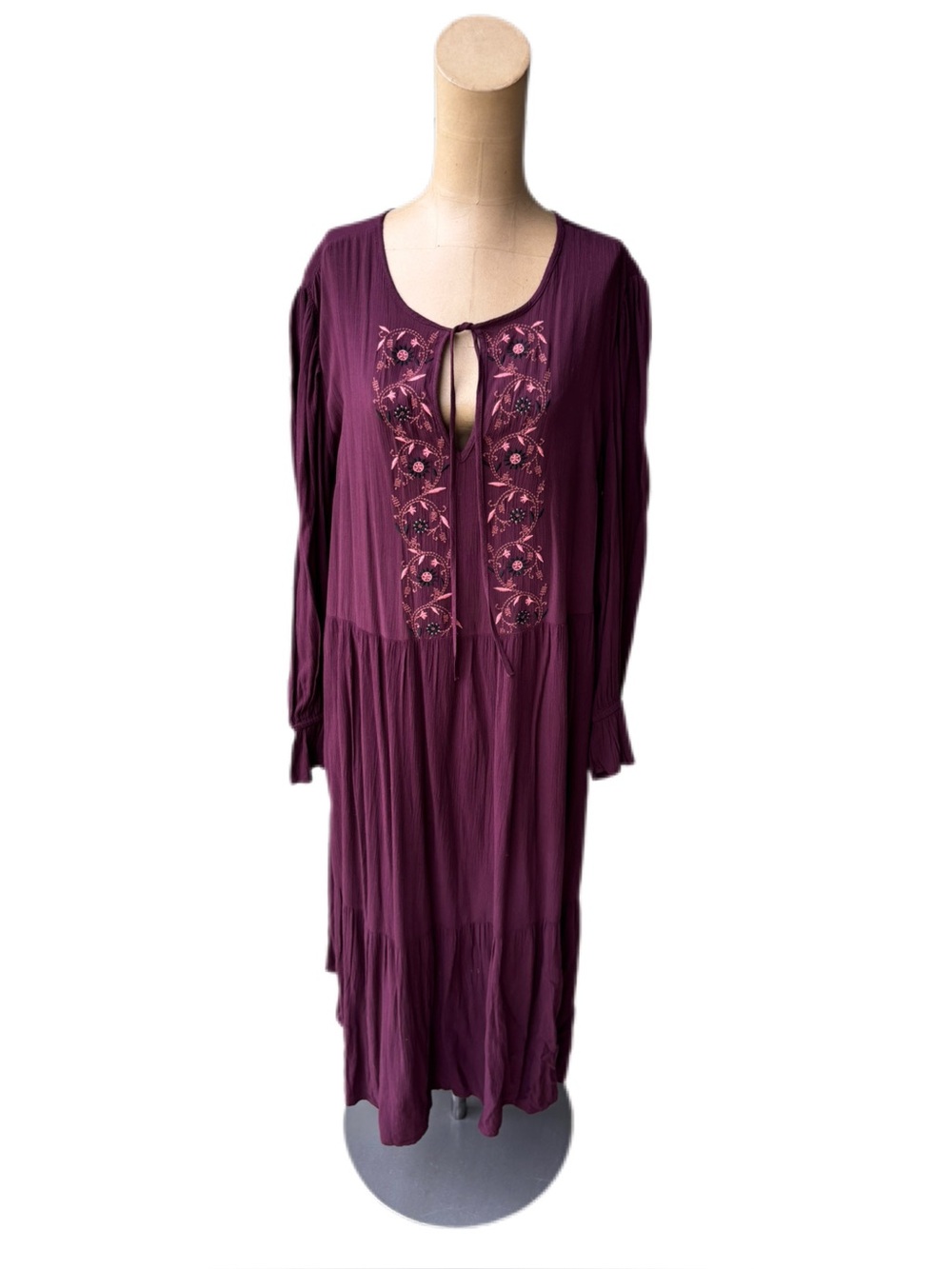 NWT! Knox Rose Boho Long Sleeve Burgundy Purple Size XL